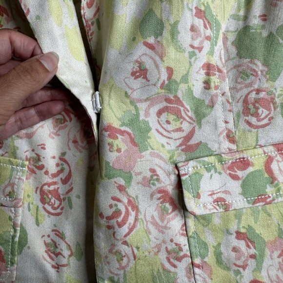 Elie Tahari Linen Blend Blazer Jacket Sz 4 Floral Pastel Cottagecore Coquette - Picture 7 of 13